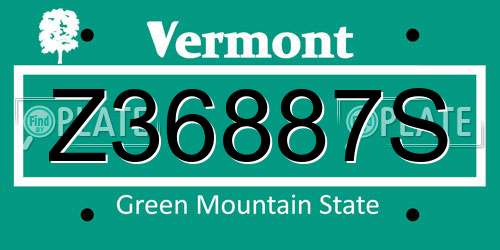 Z36887S Vermont License Plate