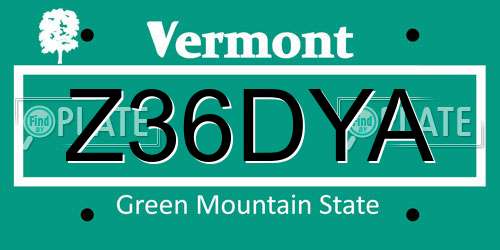 Z36DYA Vermont License Plate
