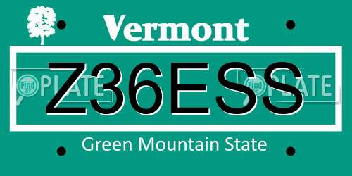 Z36ESS Vermont License Plate