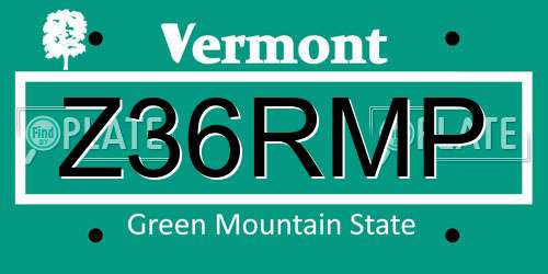 Z36RMP Vermont License Plate