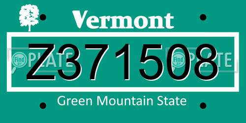 Z371508 Vermont License Plate