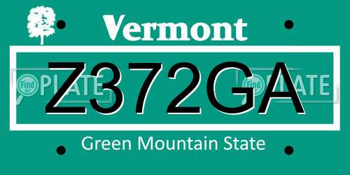 Z372GA Vermont License Plate