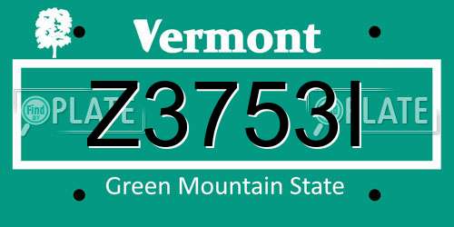 Z3753I Vermont License Plate