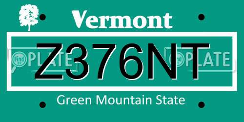 Z376NT Vermont License Plate