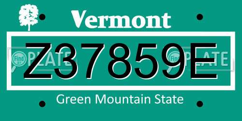 Z37859E Vermont License Plate
