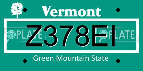 Z378EI Vermont License Plate