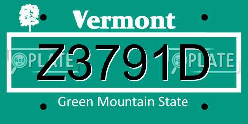 Z3791D Vermont License Plate
