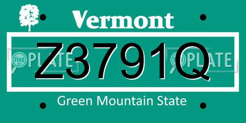 Z3791Q Vermont License Plate