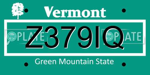 Z379IQ Vermont License Plate