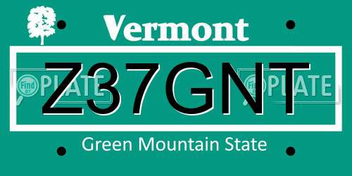 Z37GNT Vermont License Plate