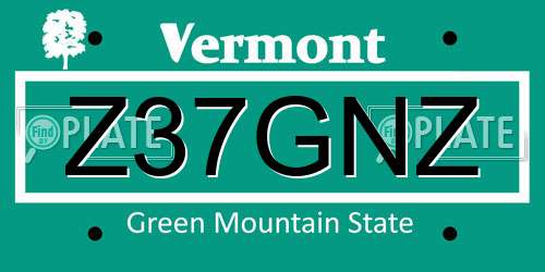 Z37GNZ Vermont License Plate