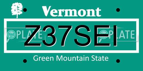 Z37SEI Vermont License Plate