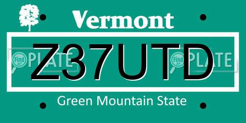 Z37UTD Vermont License Plate