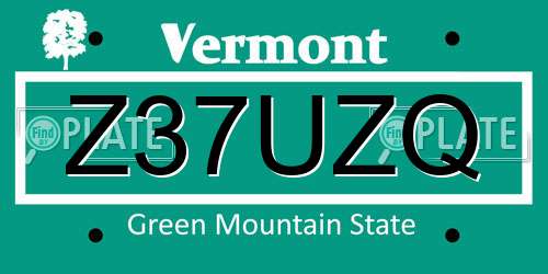 Z37UZQ Vermont License Plate