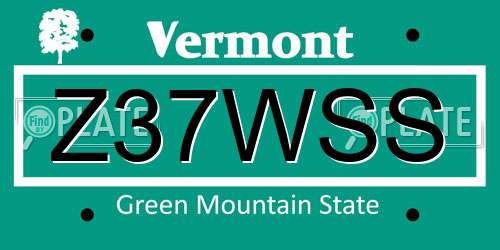 Z37WSS Vermont License Plate