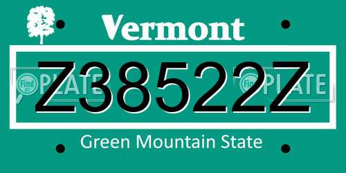 Z38522Z Vermont License Plate