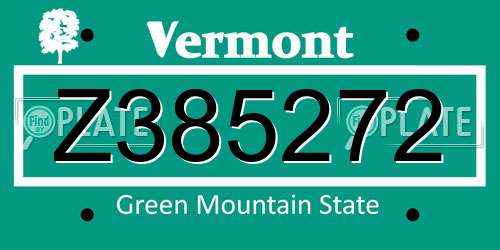 Z385272 Vermont License Plate