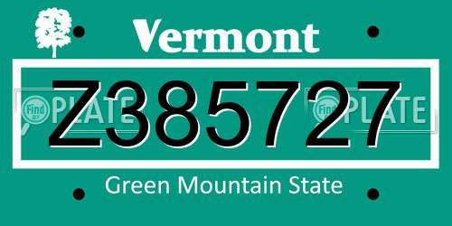 Z385727 Vermont License Plate