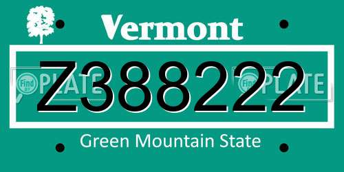 Z388222 Vermont License Plate