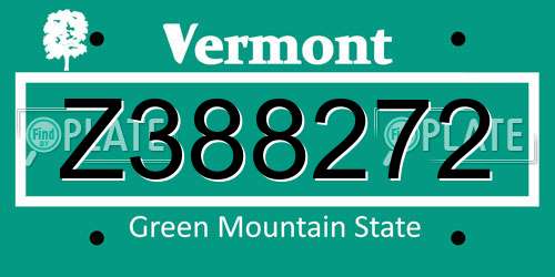 Z388272 Vermont License Plate