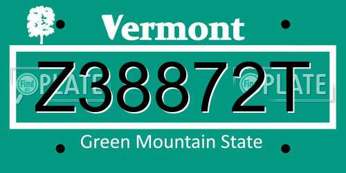 Z38872T Vermont License Plate