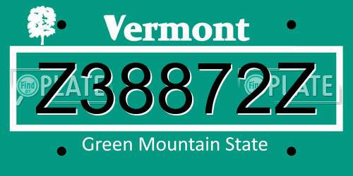 Z38872Z Vermont License Plate