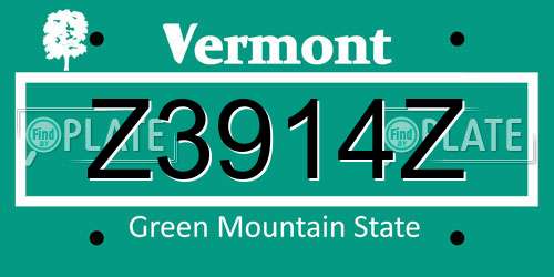 Z3914Z Vermont License Plate