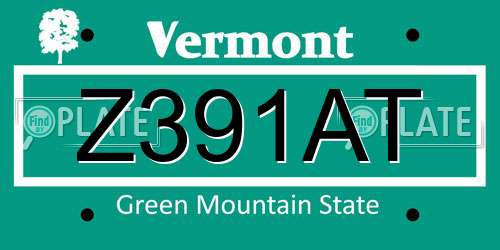 Z391AT Vermont License Plate