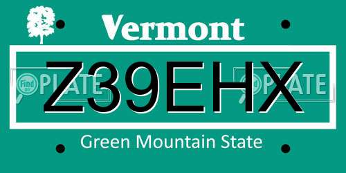Z39EHX Vermont License Plate