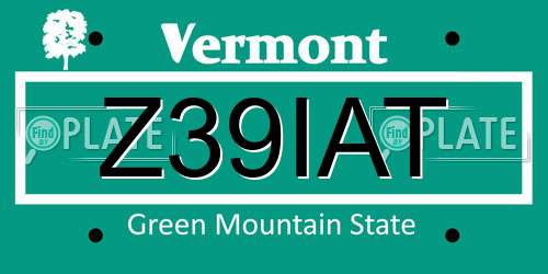 Z39IAT Vermont License Plate