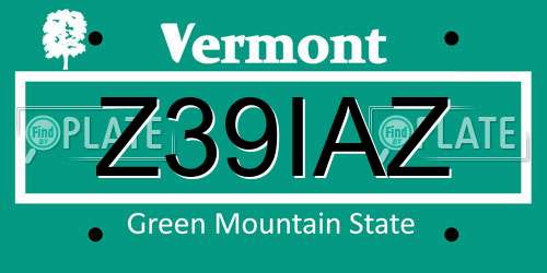 Z39IAZ Vermont License Plate
