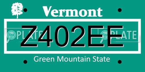 Z402EE Vermont License Plate
