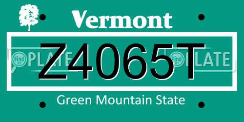 Z4065T Vermont License Plate