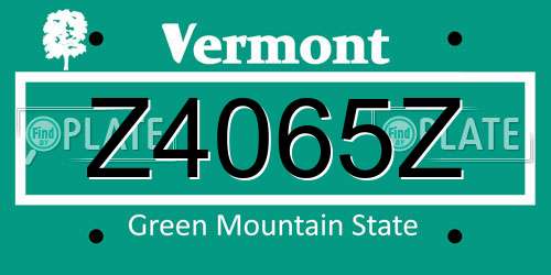 Z4065Z Vermont License Plate
