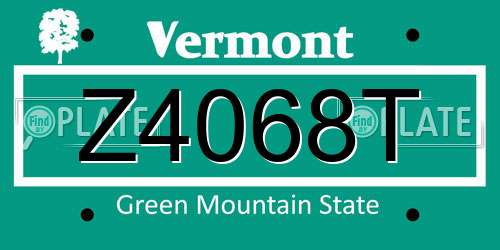 Z4068T Vermont License Plate