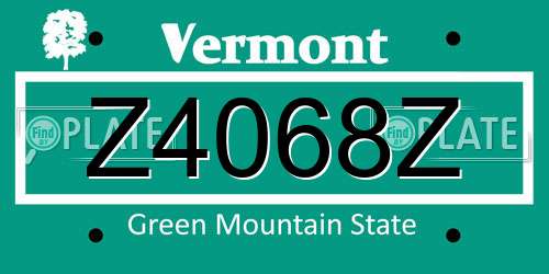 Z4068Z Vermont License Plate