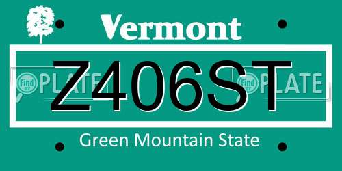 Z406ST Vermont License Plate