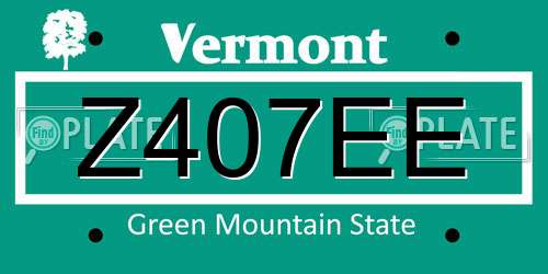 Z407EE Vermont License Plate