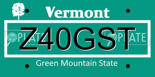 Z40GST Vermont License Plate