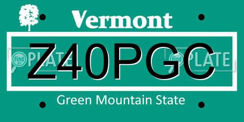 Z40PGC Vermont License Plate