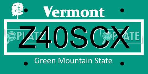 Z40SCX Vermont License Plate