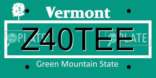 Z40TEE Vermont License Plate