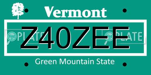Z40ZEE Vermont License Plate