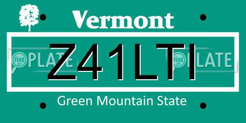 Z41LTI Vermont License Plate