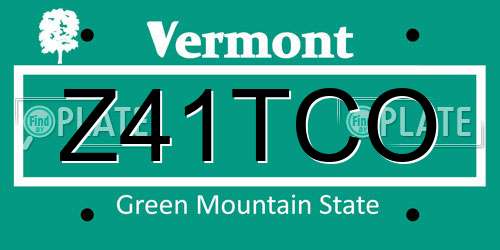 Z41TCO Vermont License Plate