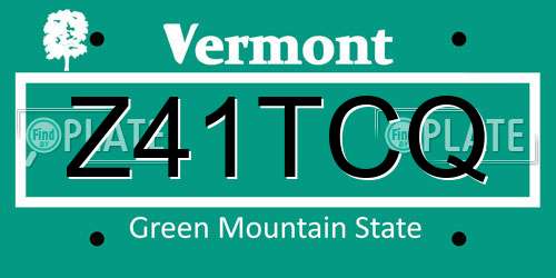 Z41TCQ Vermont License Plate