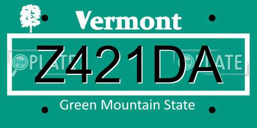 Z421DA Vermont License Plate