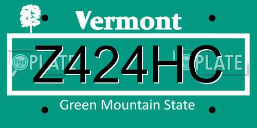 Z424HC Vermont License Plate