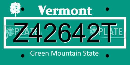 Z42642T Vermont License Plate