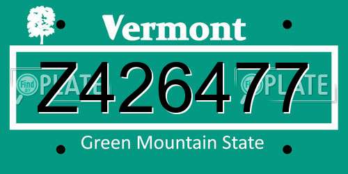 Z426477 Vermont License Plate